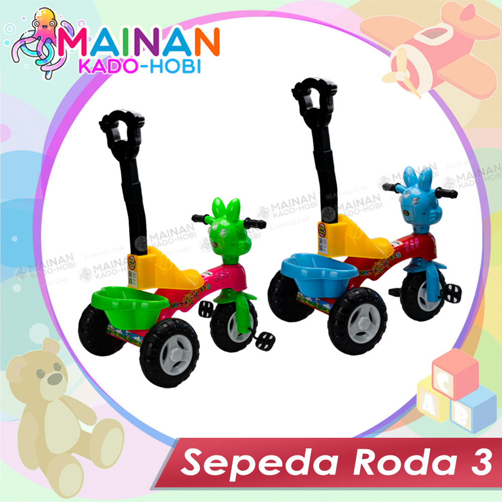 HADIAH ULANG TAHUN MAINAN DORONG DIECAST SEPEDA ANAK MOTIF KARAKTER ANIMAL KELINCI RABBIT