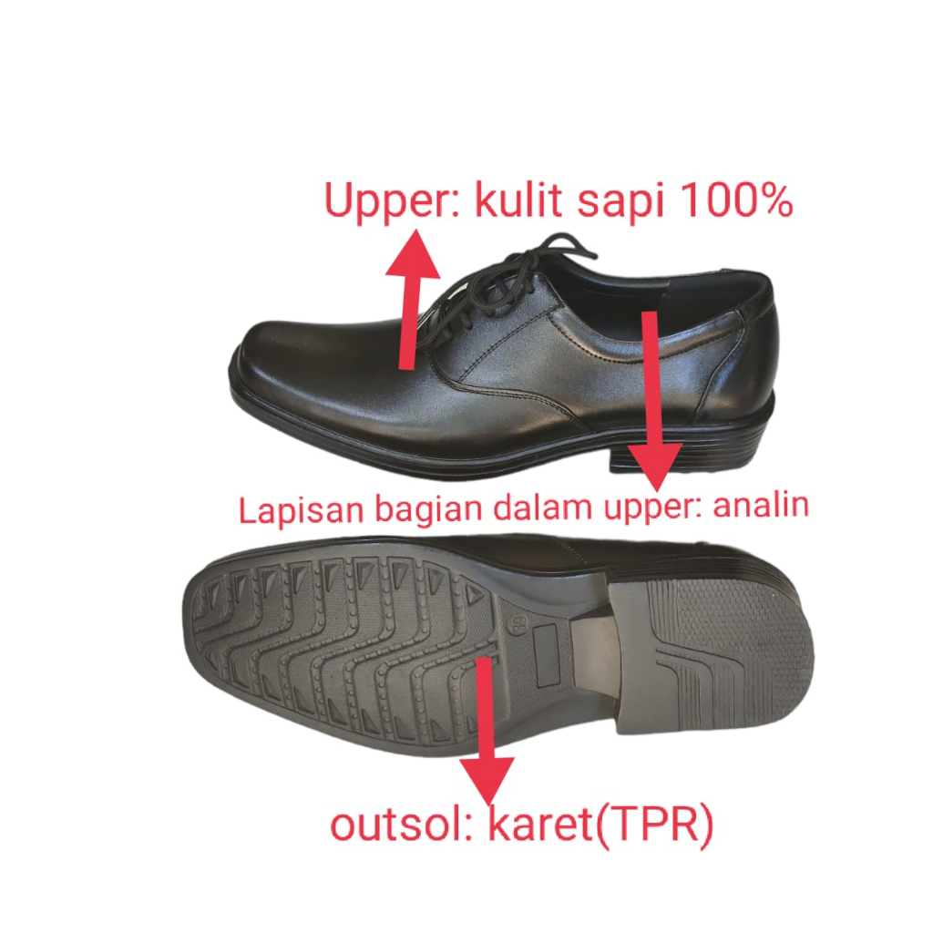 Sepatu resmi model tali asli kulit