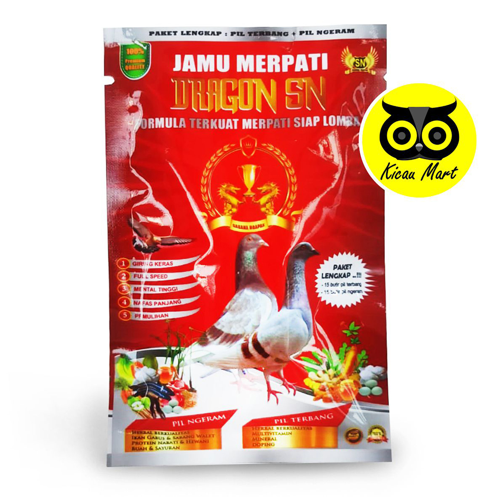 Jamu Burung Merpati Balap Pos Kolong Tomprang Dragon Sn Merpati Paket Lengkap Pil Terbang + Pil Ngeram Doping Terbang Asli Sasana Ngapak Isi 30 Butir