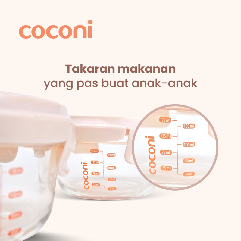 COCONI Wean Bowl Glass Container 240ml (2pcs) / Wadah Penyimpanan MPASI