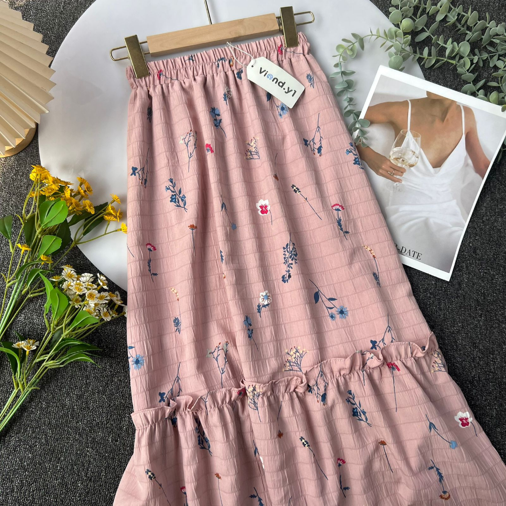 Rok Bunga Terbaru / Long Skirt Flower / Rok Panjang Wanita Korea COD 117