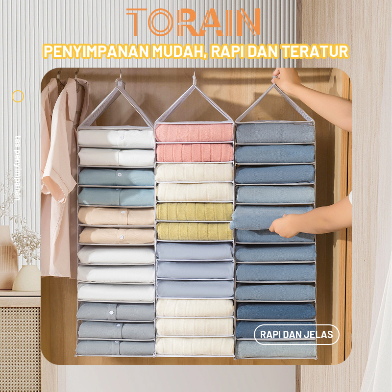 TORAIN Lemari Pakaian Penyimpanan Tas Gantung Hanger baju 6/9/12L Organizer Baju