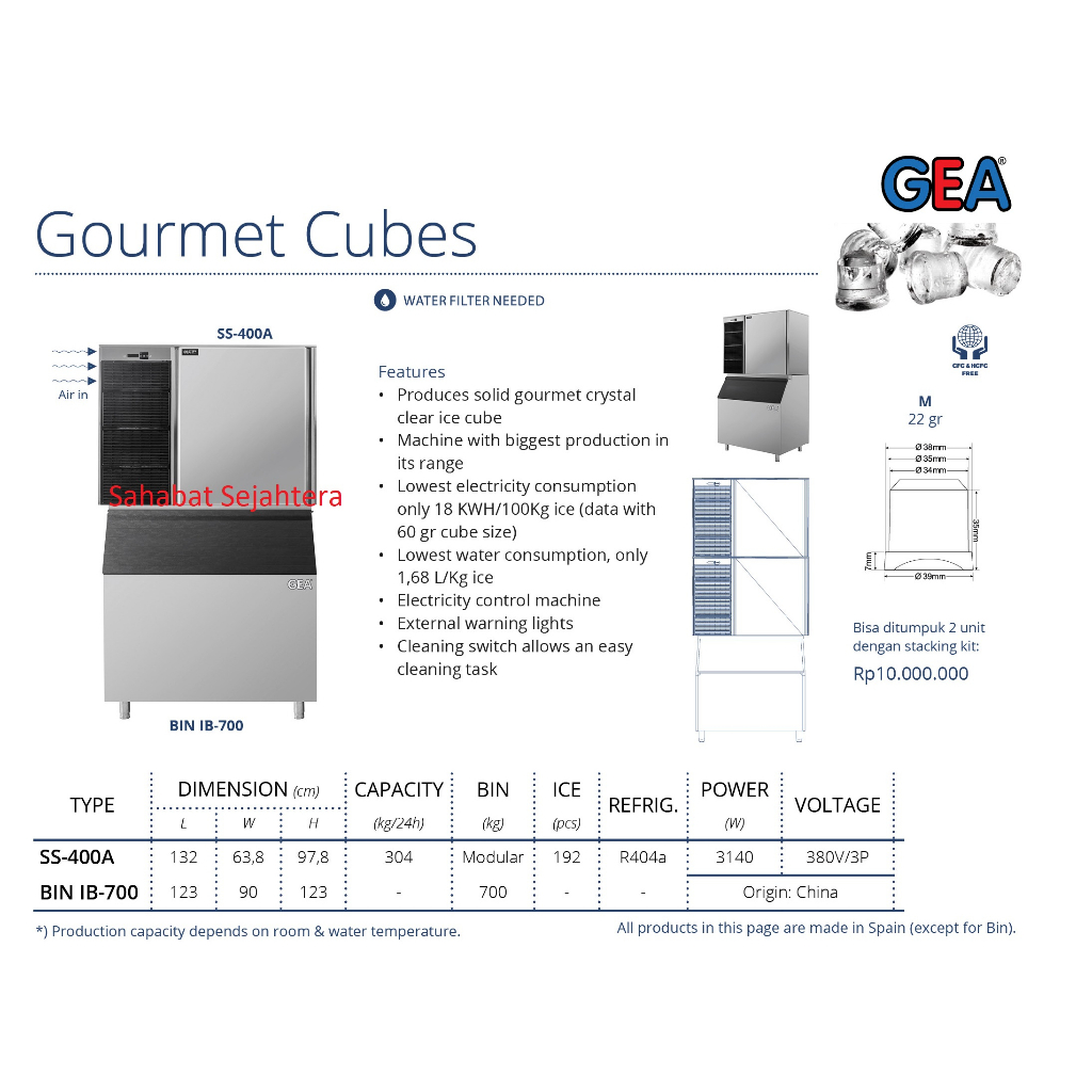 GEA Gourmet SS-400A Mesin Pembuat Es