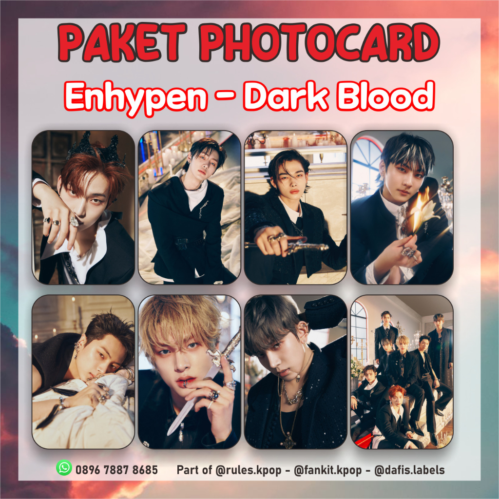 8 lbr (bisa COD) PAKET PHOTOCARD ENHYPEN DARK BLOOD FOTOCARD ENHYPEN DARK BLOOD ALBUM PHOTO CARD ENH