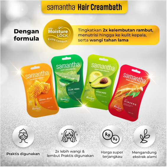 SAMANTHA Hair Creambath 30gr | Aloe Vera | Royal Jelly | Avocado