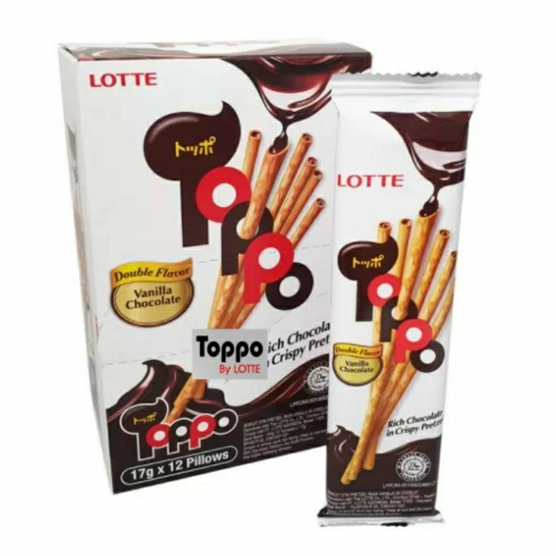 

lotte toppo coklat stik cemilan makanan ringan kur