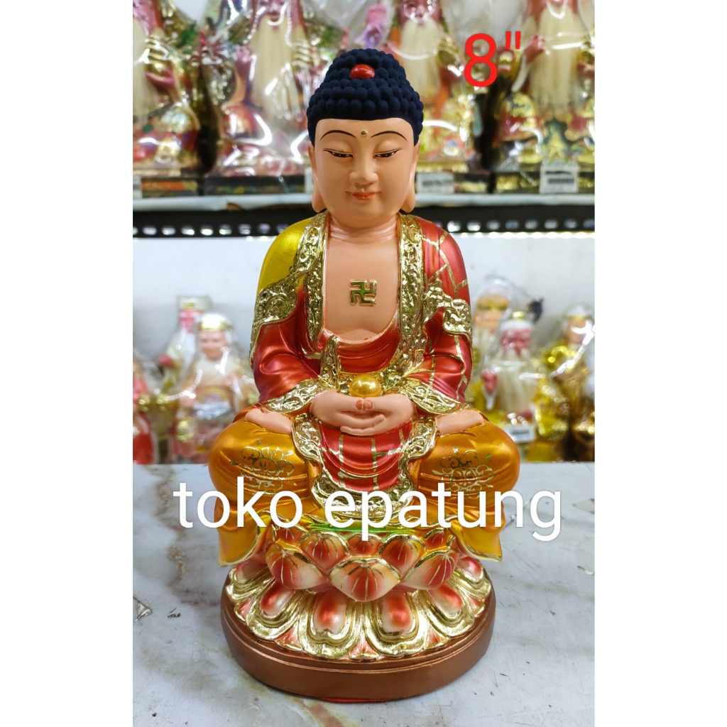 patung buddha sakyamuni / buddha gaotama - 8 inch - fiber