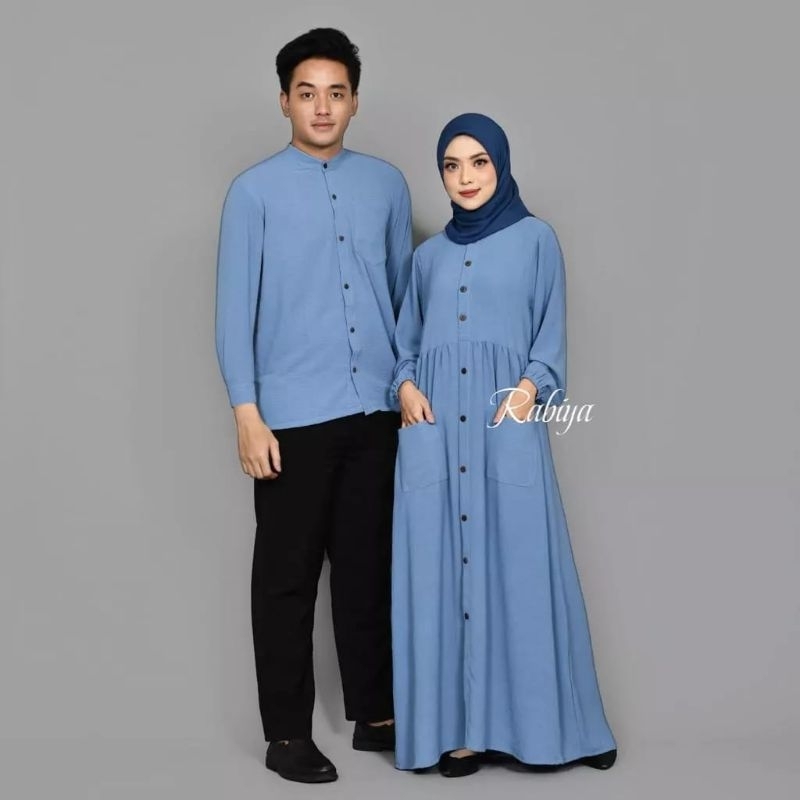 Gamis Couple Terbaru RAYYA COUPLE bahan Crincle airflow Big size ukuran L XL XXL 3XL 4XL