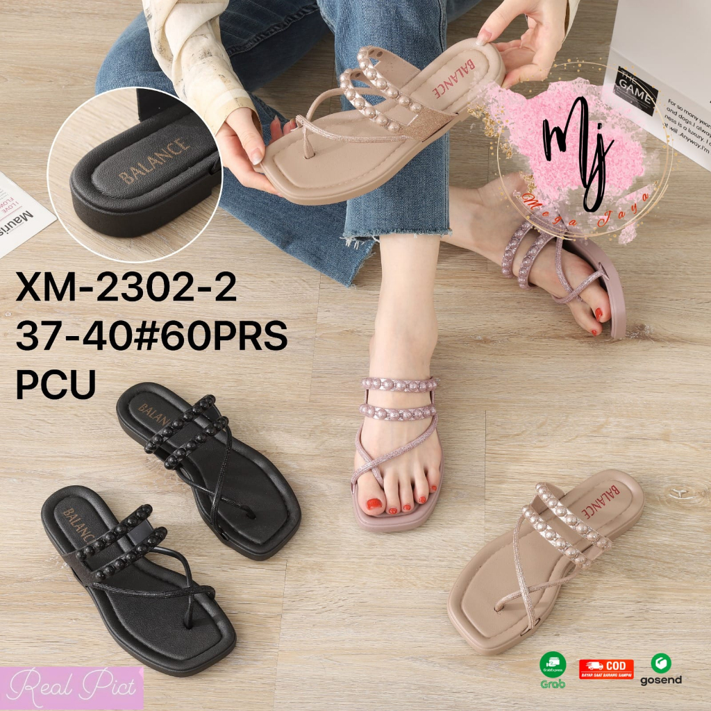 Sandal Wanita Jepit Silang Karet Jelly Glitter Strap Import