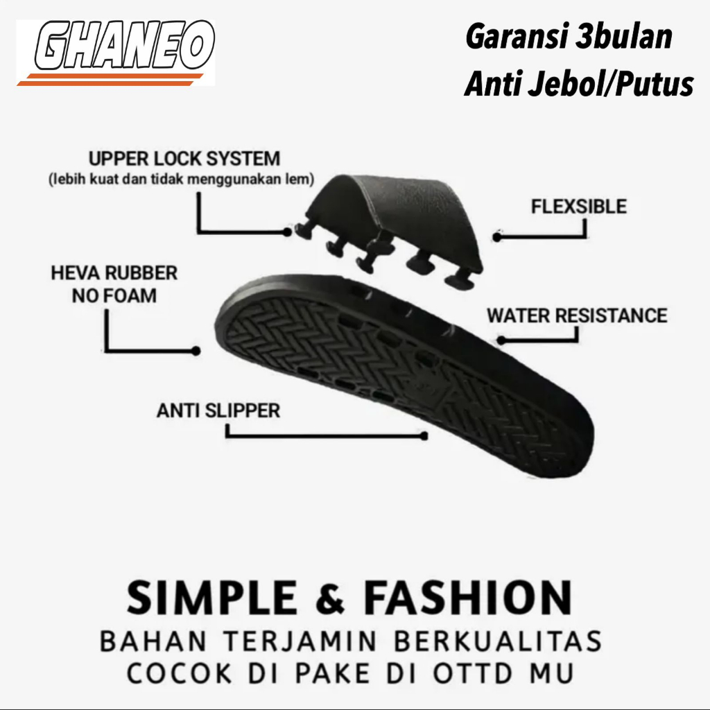 Sandal Selop GAK BAHAYA TAH Terbaru Kekinian Motif Simple Pria Wanita Ukuran 36-43