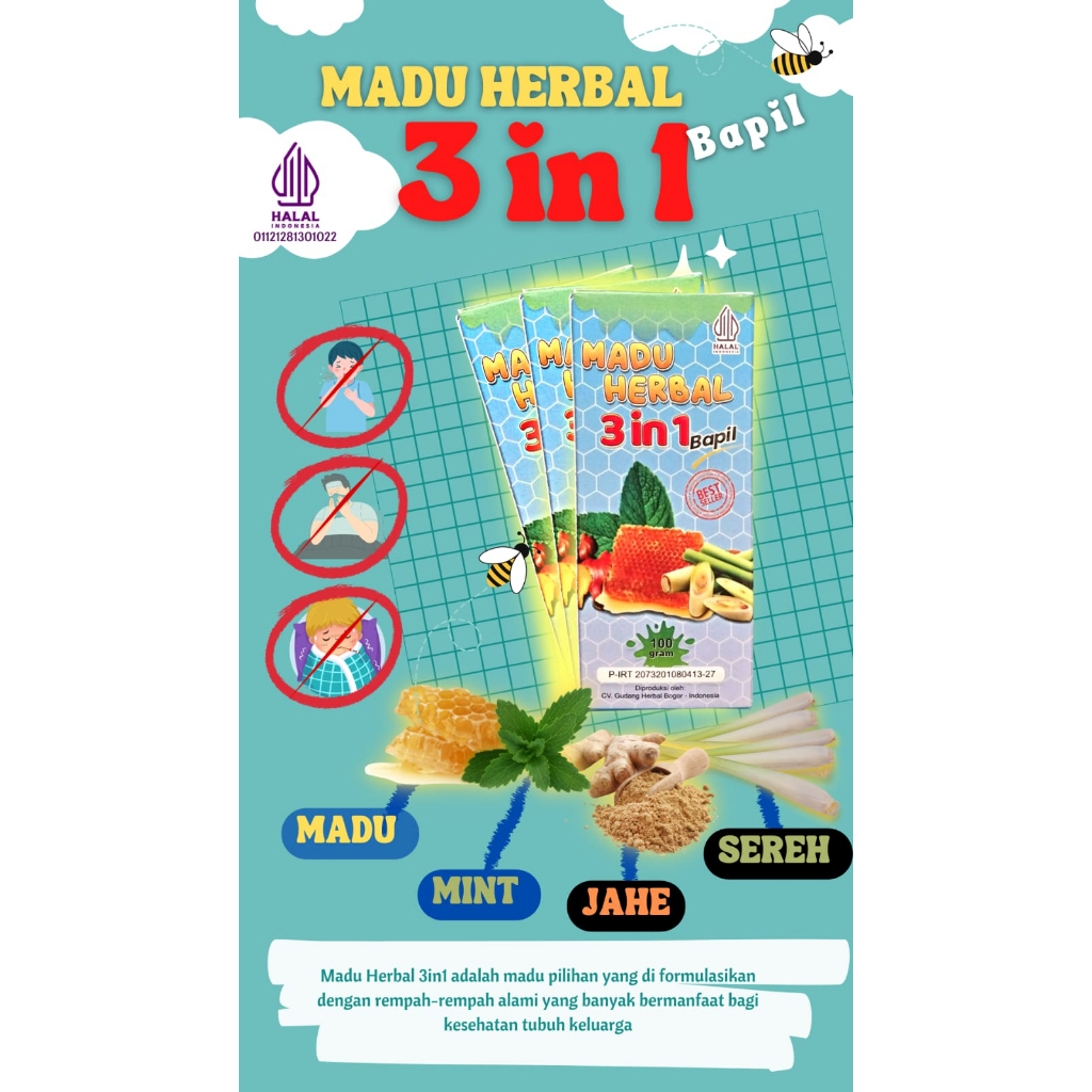 

madu HERBAL 3in1 bapil 100gr