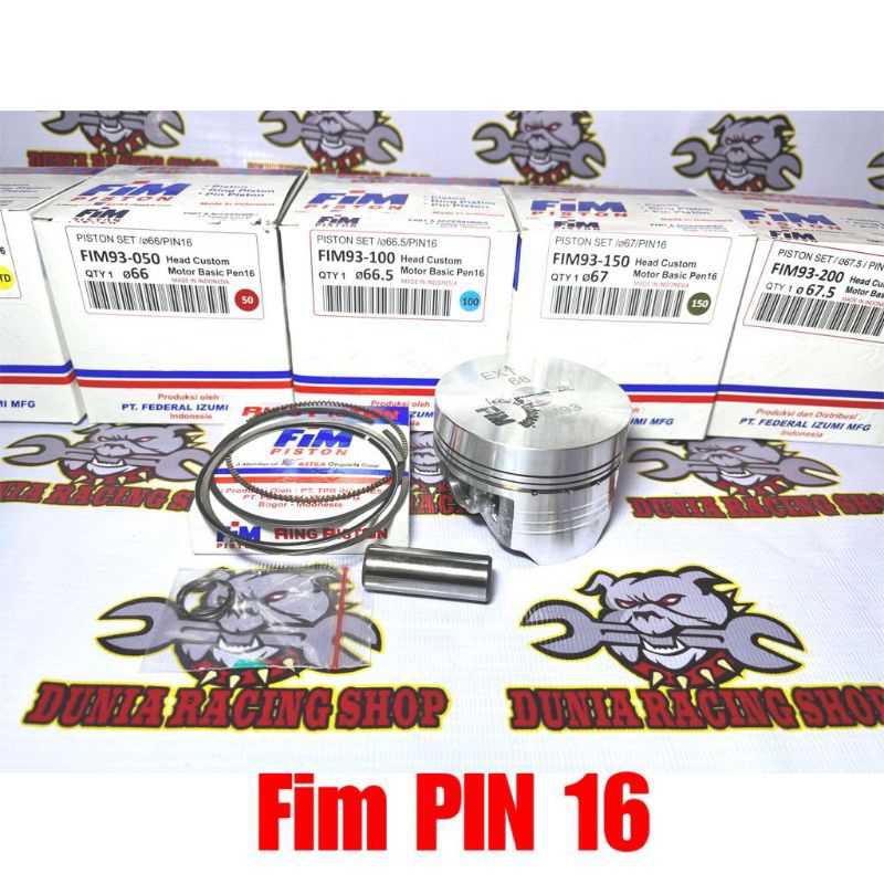 Piston FIM Seher FIM Dome Mentah 57 57.5 58 58.5 59 59.5 60 61 62 63 65.5 66 66.5 67 67.5 68 Pin 13 Pin 14 Pin 15 Pin 16 1SET Fim Piston Costum Dome Jenong Cebol + Ring seher Kancingan Pin Original FIM