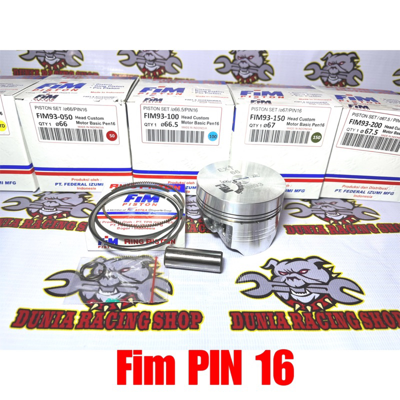 Piston Fim Seher Fim Dome Mentah 65.5 66 66.5 67 67.5 MM Pin 16 1SET Piston Modif Pin 16 Ring seher piston Pin seher pin 16 Piston Satria Fu GSX 150