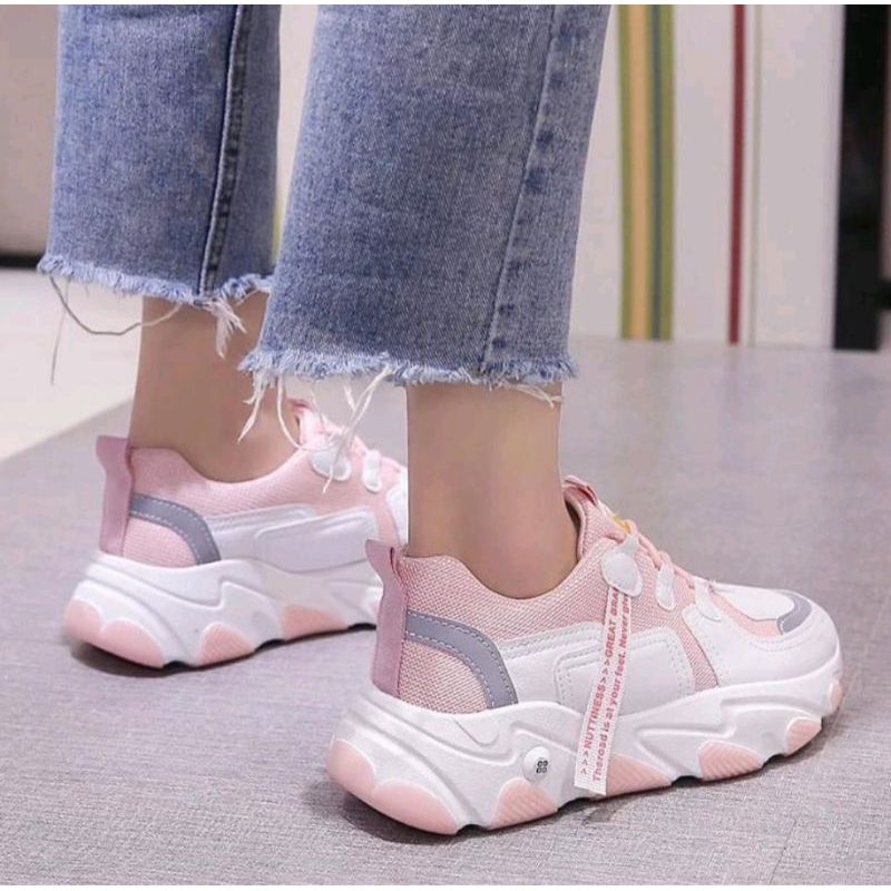 A06 [COD] RY12 Sneakers Tali Bernapas Sepatu Sneakers Wanita