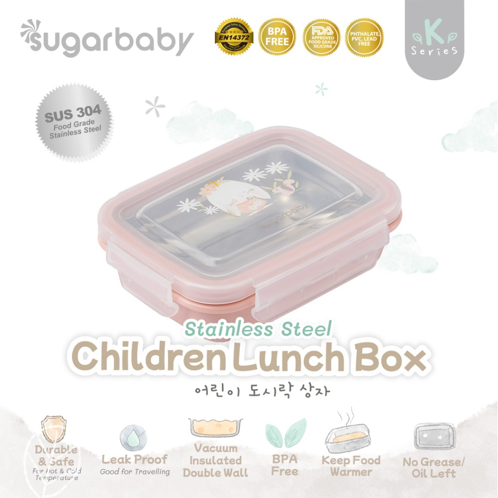 Sugar baby Stainless Steel Children Lunch box/ Kotak Makan stainless Sugarababy/ Kotak Makan Anak/ Kotak Bekal/Sugar Baby Lunch Box Bahan Stainless Steel/Lunch Box Tidak Mudah Pecah/Lunch Box Mudah Digunakan/Lunch Box Bekal Sekolah/Kotak Makan Aman Dibawa