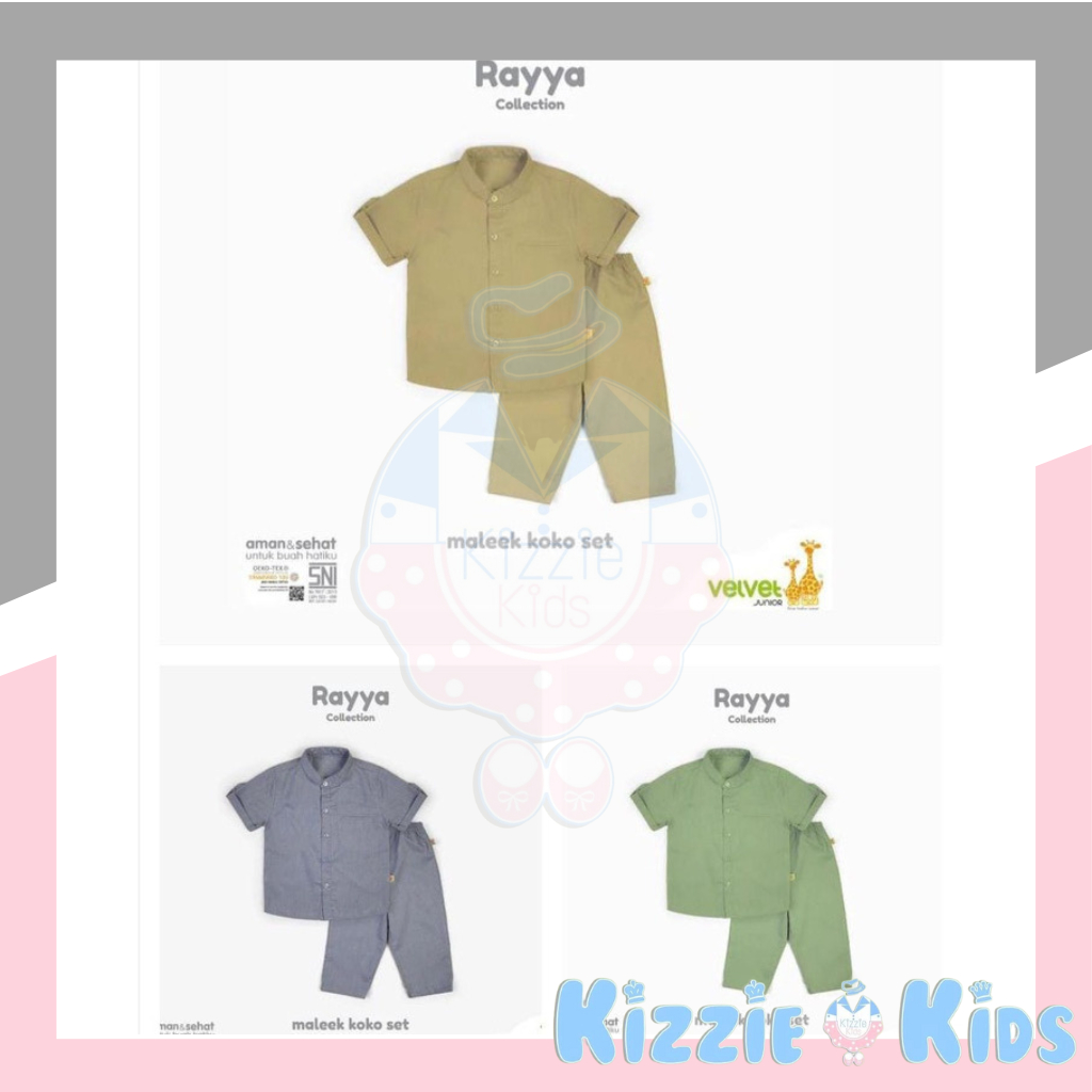 Velvet Junior MALEEK Koko Dan MAHEER Koko Shirt/ Stelan Baju Koko Anak Dan Atasan size 1y 2y 3y 4y 5y