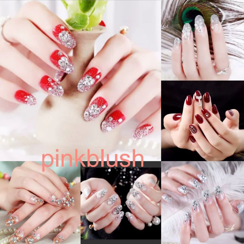 Kuku Palsu 3D/ Nail Art/ untuk Pengantin/isi 24pcs Fake Nails for Bride