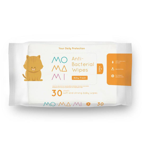 Momami Baby Antibacterial Wipes - Tisu Basah Anti Bakteri Bayi (30 Lembar)