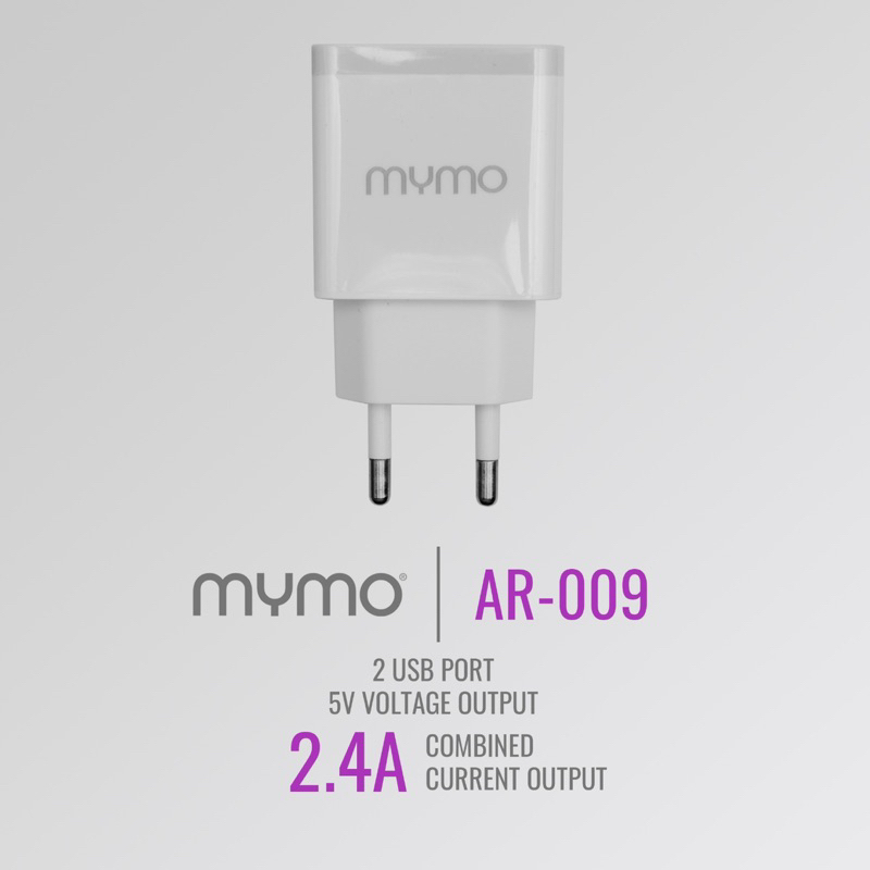 TRAVEL CHARGER 2 USB PORT MYMO 2.4A ADAPTOR DUAL PORT 2.1 A