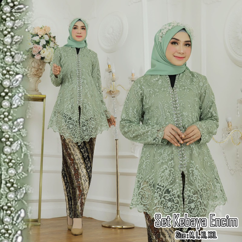 SKS-NEW PRODUK//KEBAYA ENCIM BORDIR PAYET//SERAGAMAN KELUARGA//BAJU PESTA LAMARAN//KEBAYA WISUDA//BA