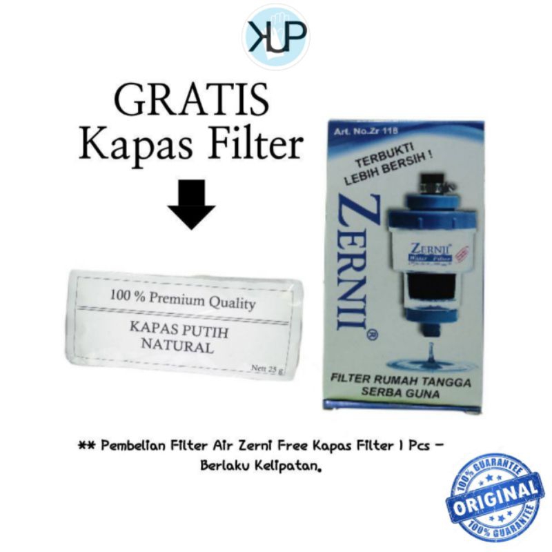 Zernii Filter Air Kran Kamar Mandi / Paket Zernii Filter Air Dengan Kapas