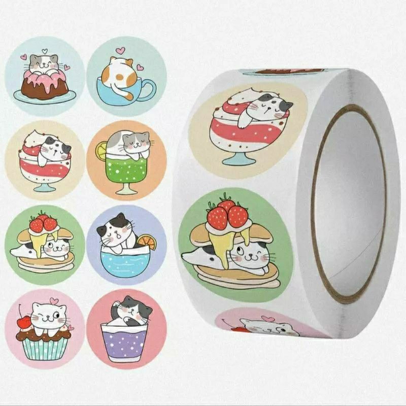 

Stiker Sticker Label 2,5 cm l Cat in Cup