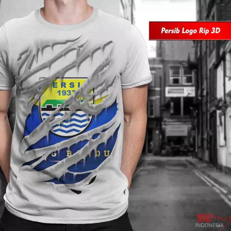 KAOS DISTRO PRIA JUMBO KAOS PERSIB LOGO 3D
