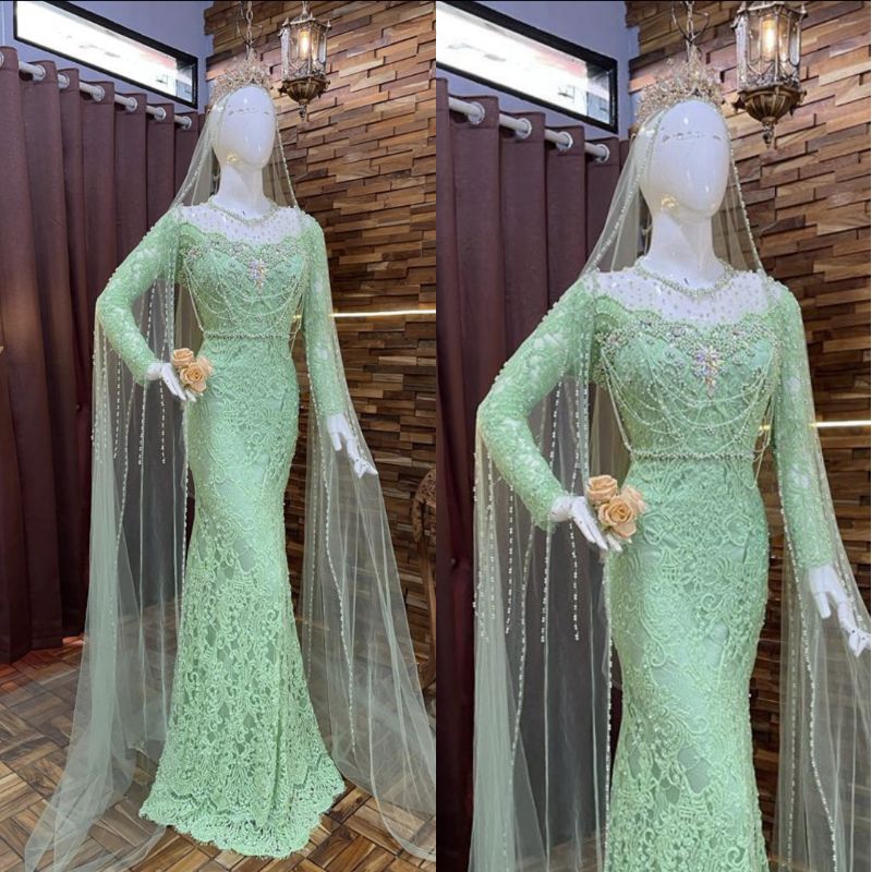 GAUN SLIM BEREKOR FULL PAYET//GAUN WEDDING MODERN//KEBAYA