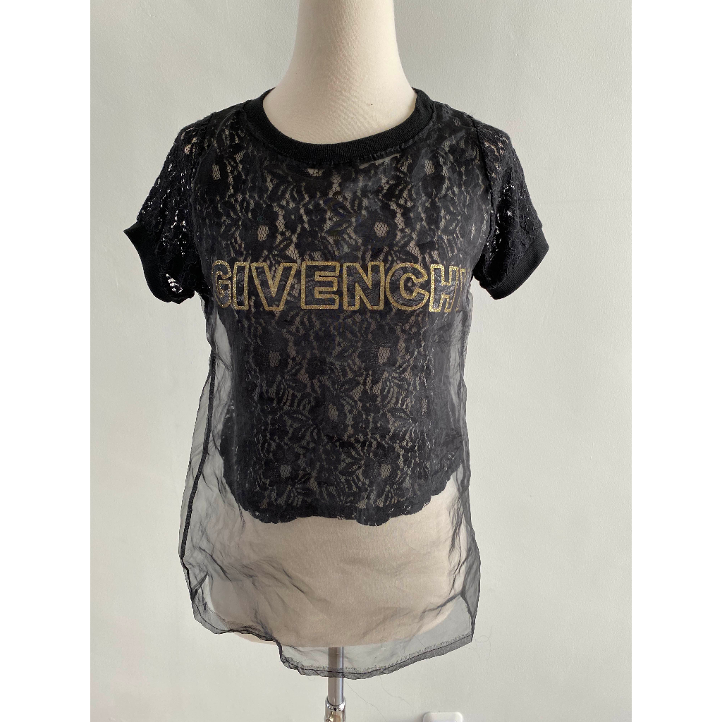 ATASAN FLORENCIA ROUND NECK GIVENSI TRANSPARAN BROKAT HITAM CROP TOP REMAJA WANITA TEENEGER BAGUS BL