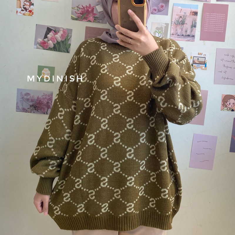 Senny Oversize Sweater Rajut Korea Style Motif Huruf S