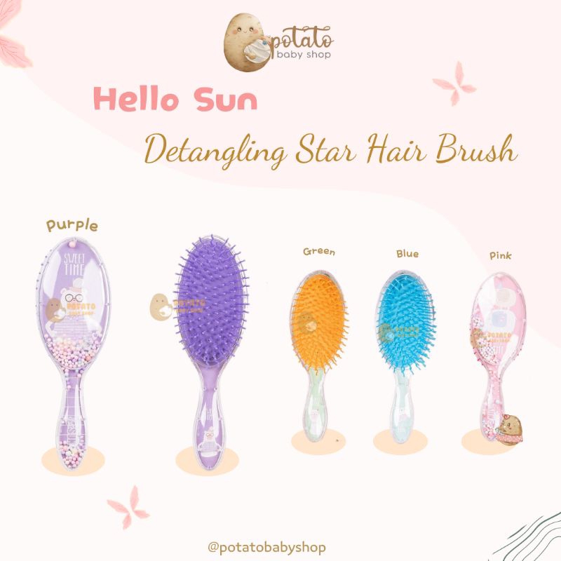 Hello SUN Detangling Star Hair Brush Wet &amp; Dry Paopao - Sisir Anak