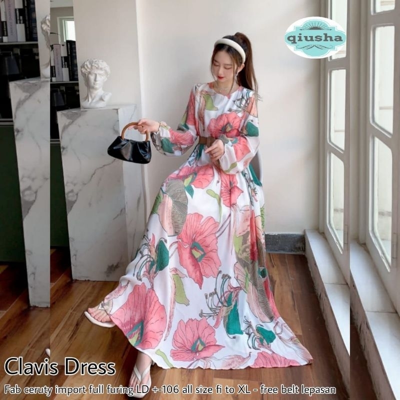 CLAVIS DRESS GAMIS BUNGA CERUTY IMPORT BKK BANGKOK