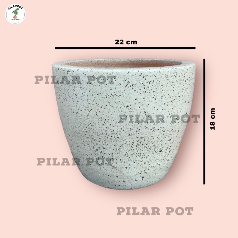 POT BUNGA TANAMAN GERABAH TANAH LIAT MOTIF SPRINKLE PUTIH D22 - SPRINKLE PUTIH