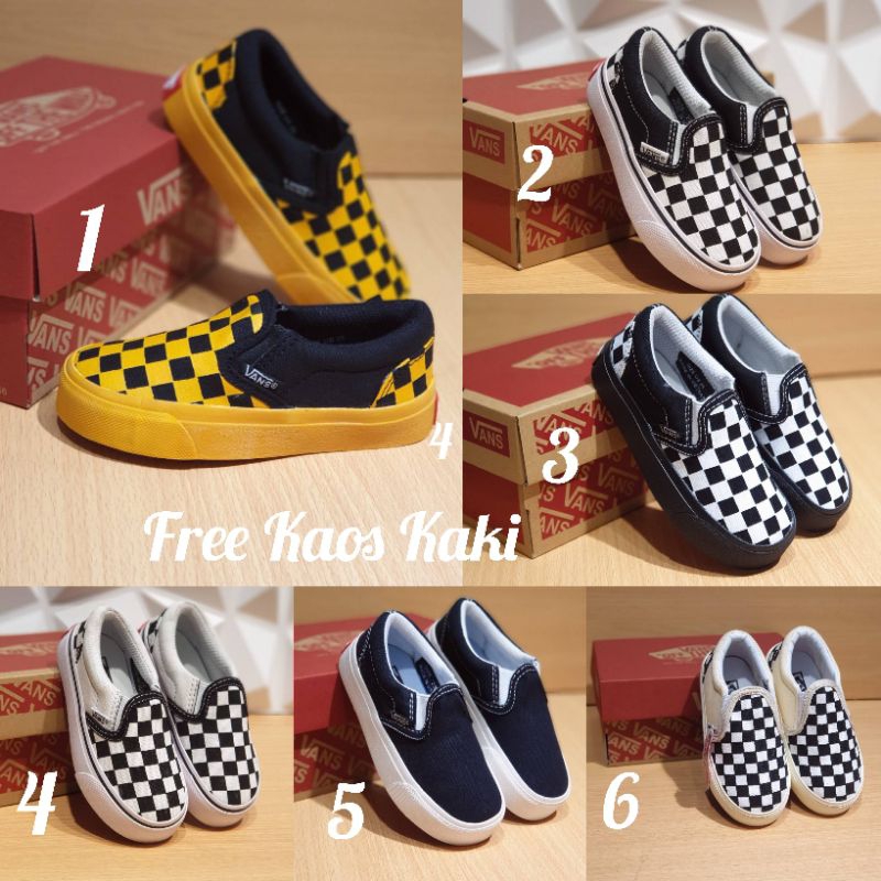 VANS SLIP ON CATUR SIZE 20 - 35 SEPATU ANAK SNEAKERS CATUR PUTIH KUNING CREAM HITAM PINK