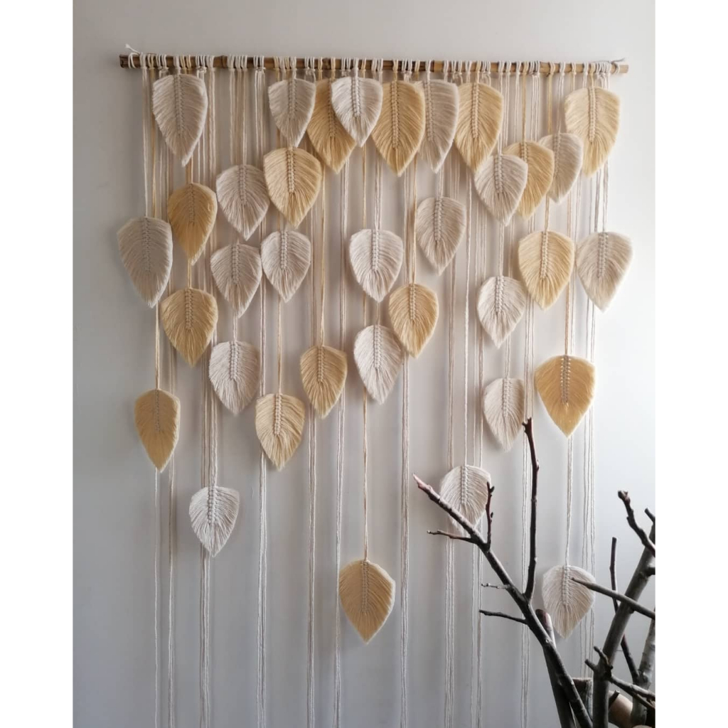 Macrame tirai daun jumbo-Macrame wall hanging home decor-makrame daun-tirai daun jumbo-leaf makrame 