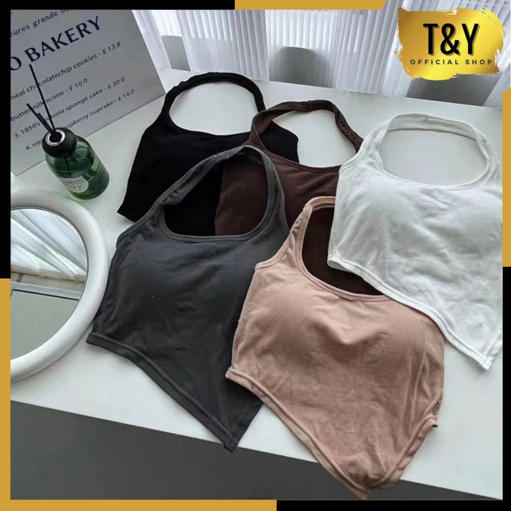 T&amp;Y Bra Sport Wanita V-neck Tanpa Kawat 6783 Model Atasan Necktie  Sexy Tali Leher Crop Top Elastis Bra Crop Ala Korea Kekinian Murah