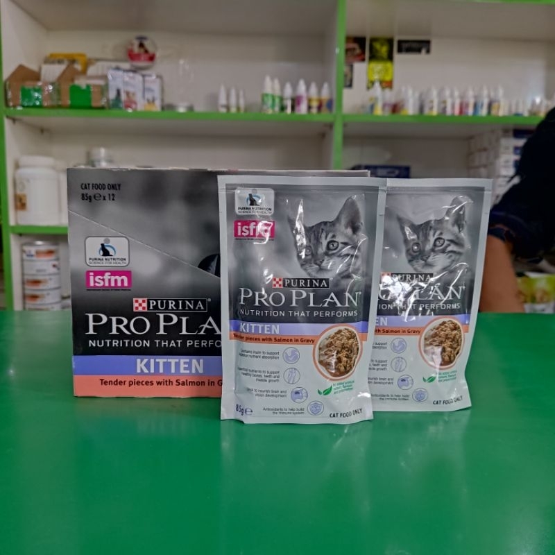 (Paket 6pcs) Proplan Cat Sachet Kitten Salmon 85gr - makanan basah anak kucing