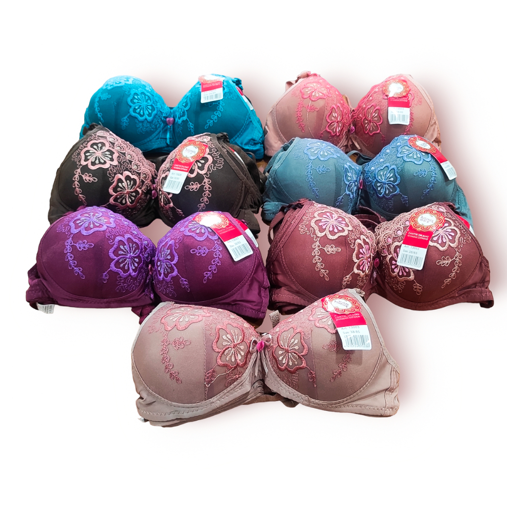 Bra Busa Bordir Tanpa Kawat Kait Dua / BH Motif Xisimei