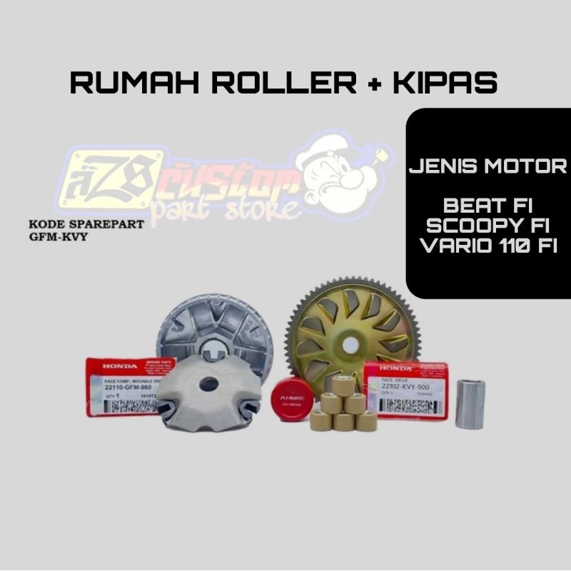 RUMAH ROLLER SET KIPAS CVT PULLY BEAT FI , SCOOPY FI , VARIO 110 FI