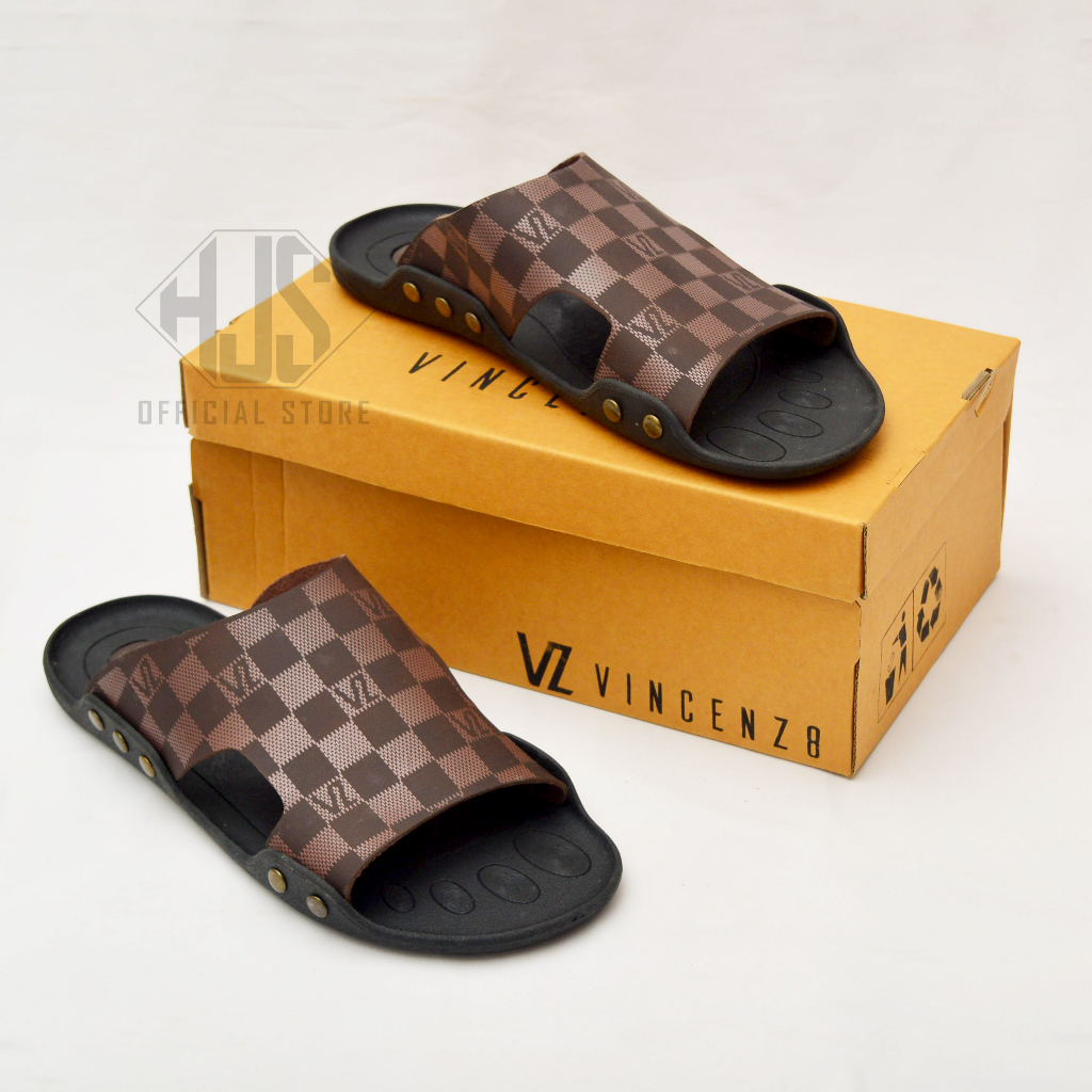 Sandal Pria Dewasa Sandal Kulit Sandal Terbaru VINCENZO Pria Kulit VINCENZO Original Pria Slide Import Sandal Kulit Pria