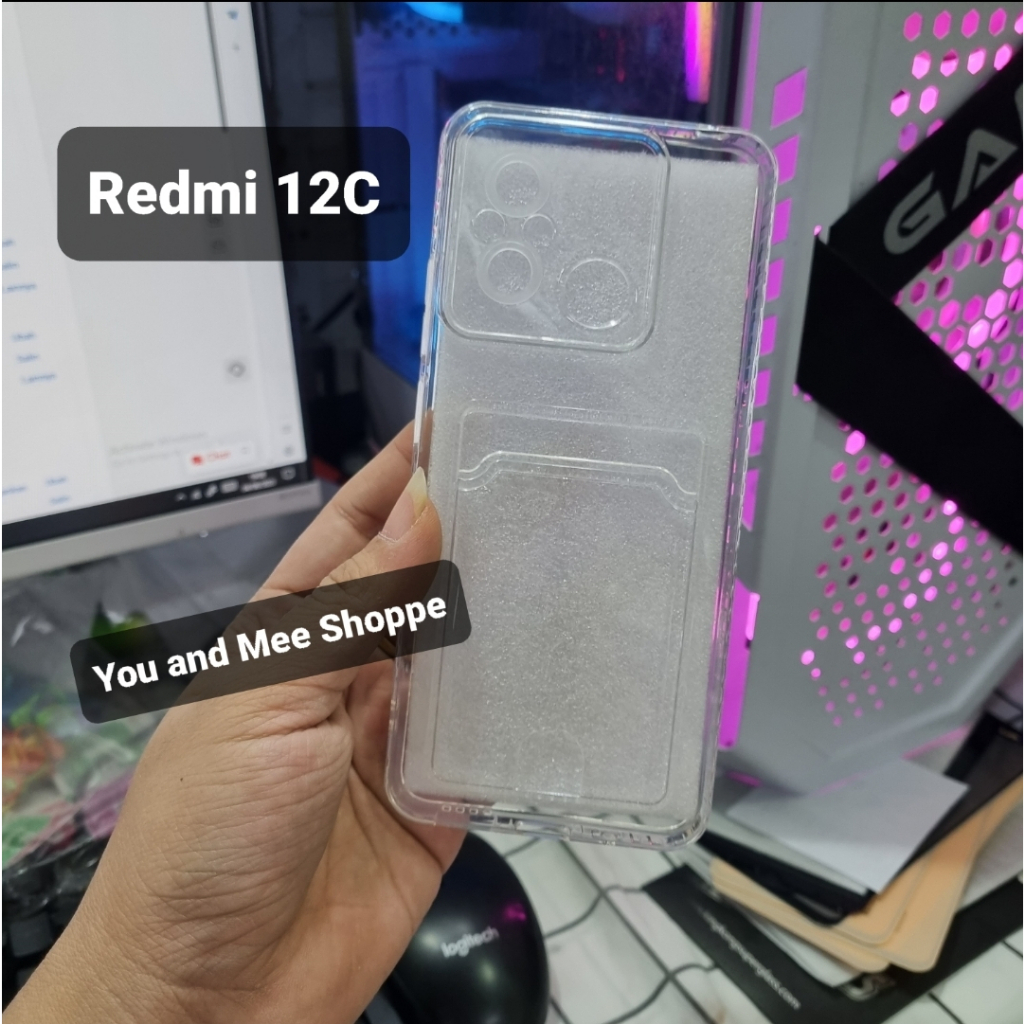 2023!! Soft Case Bening + SLOT Kartu Xiaomi 12C Redmi Note 12 4G Note 12PRO Redmi 12C Casing Slot Tempat Kartu CARD Softcase CLEAR Airbag Four Air bag Silicone Kondom Karet TPU Plastik Plastic warna Transparent 5G S Slotcard ATM SIM Acces 12 C Note12