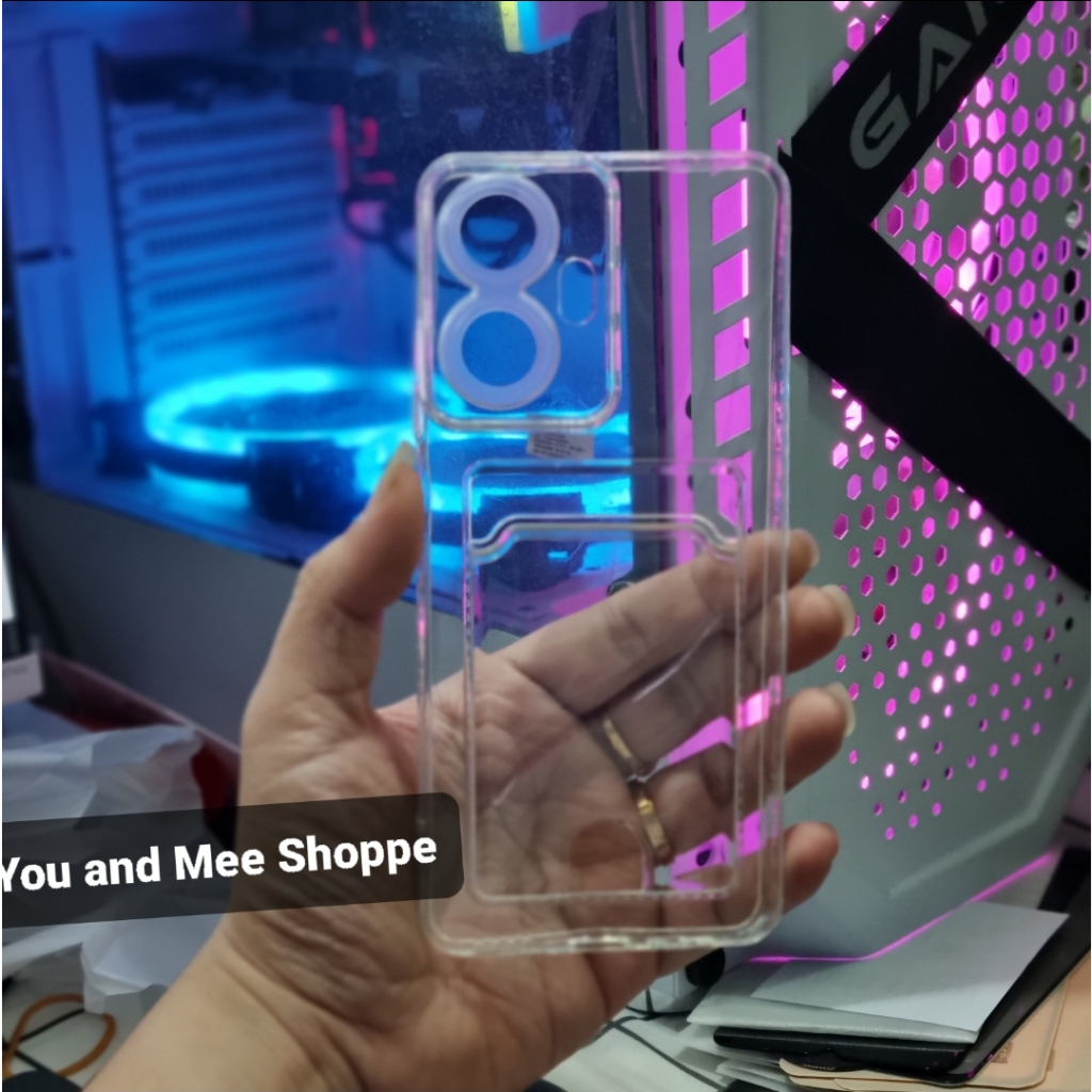 2023!! Soft Case Bening + SLOT Kartu REALME C55 NFC Casing Slot Tempat Kartu CARD Softcase CLEAR Airbag Four Air bag Silicone Kondom Karet TPU Plastik Plastic warna Transparent 5G S Slotcard ATM SIM Acces 12 C Note12 C 55 C5 5 RealmeC55 LTE Terbaru Baru