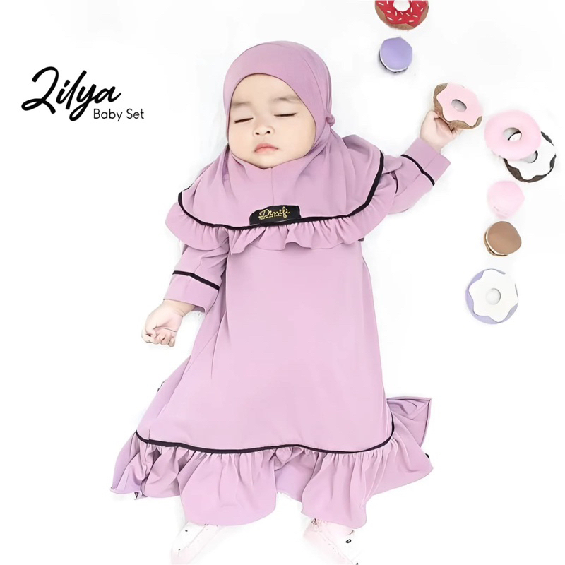 zilya kids syari set khimar gamis anak bayi usia 1-2 tahun