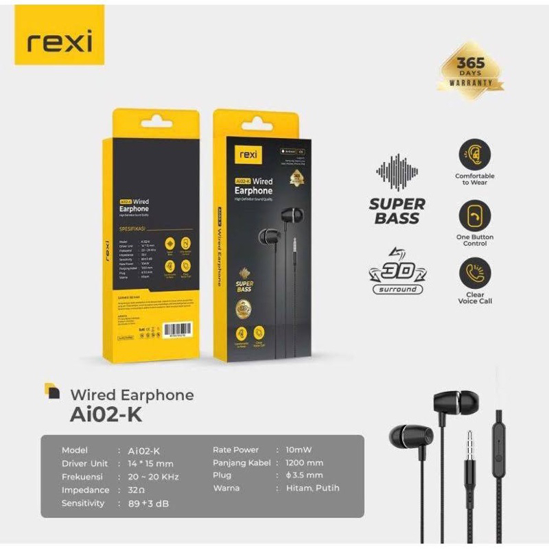 Handsfree Rexi Handset Kabel Jack Audio 3.5MM