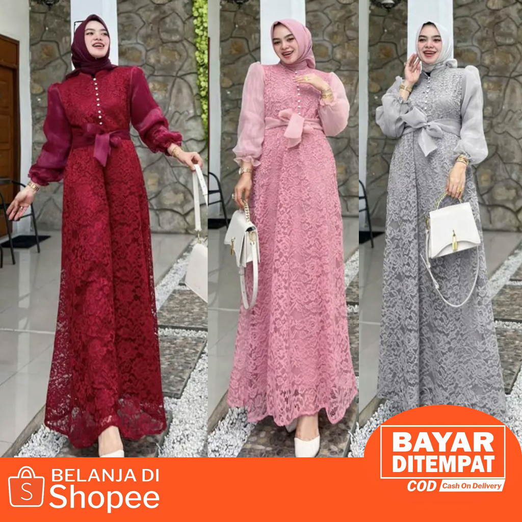 (DI JAMIN REALPICT) PAKAIAN MUSLIM WANITA DRESS GAMIS / GAMIS PESTA MEWAH ELEGAN/GAMIS FASHION MODERN TERBARU/BAJU PESTA WANITA MUSLIM / PAKAIAN WANIT /BAJU WANITA/GAMIS MUSLIMAH/VOKALAYLA