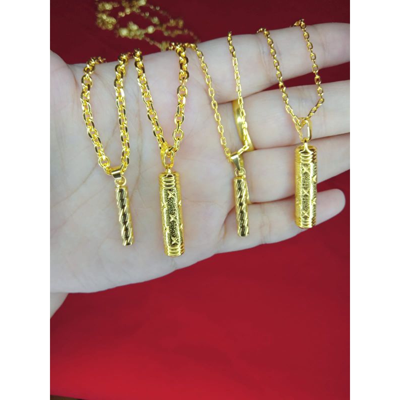 kalung Medan kecil bambu 45cm,50cm dan 60cm lapis emas 24k