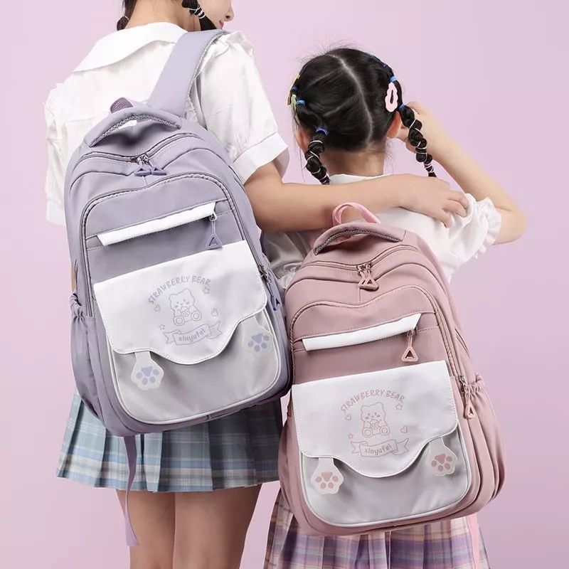 Cod Tas Ransel Anak Cute Tas Ransel Fhasion Korea New Tas Ransel Kawaii Untuk Anak SD/SMP/SMA Tas Anak Motif TM30 Straubery  Bear