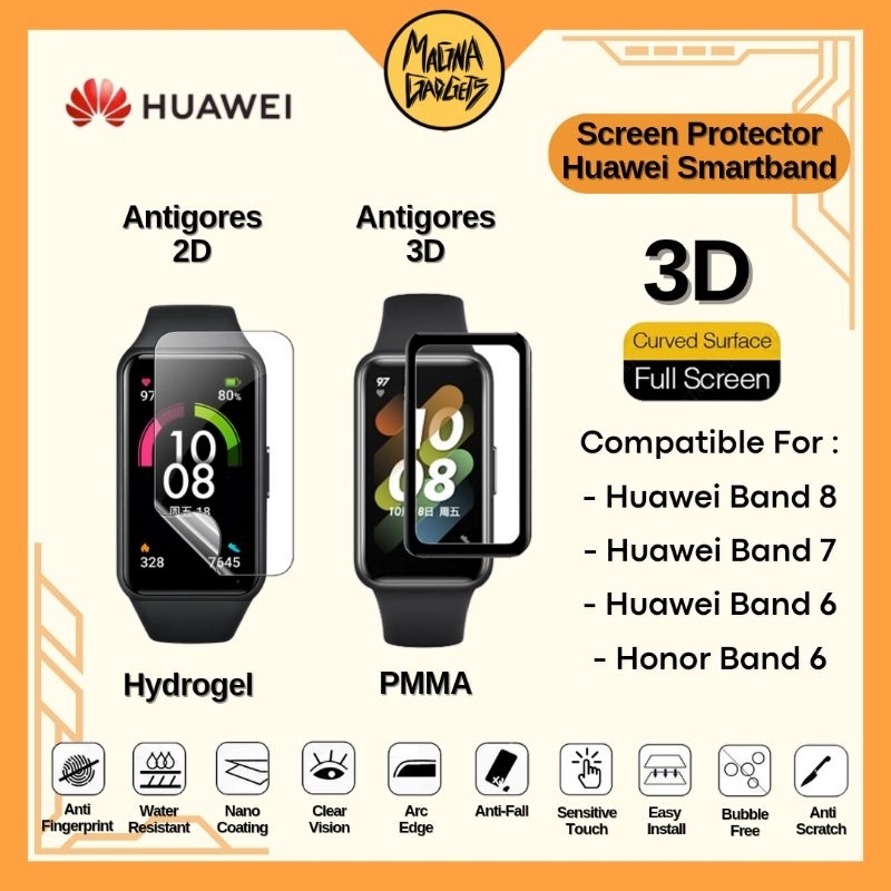 Anti Gores Huawei Band 8 Huawei Band 7 Huawei Band 6 3D Curved Full Screen Protector