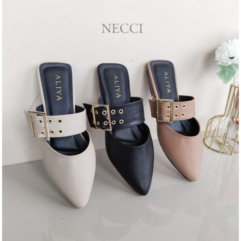 Aliyashoes Sandal Mules Wanita Necci heels/hak 2cm Sandal Slop