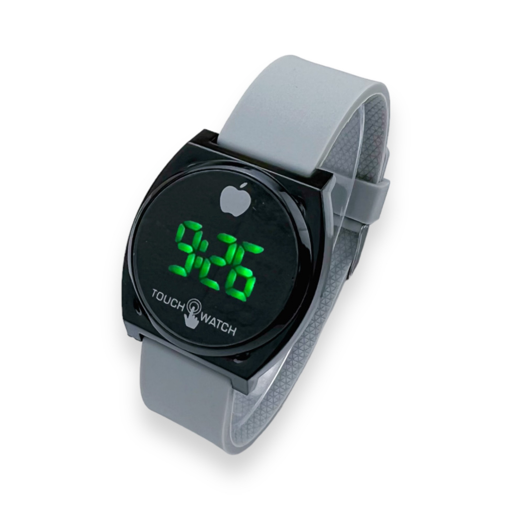 COD✅ Jam Tangan Digital Wanita Pria Watch LED Rubber Elektronik Touch Screen Harga Murah    S1201-S1292-Abu abu